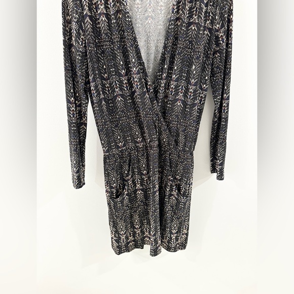 Veronica M Long Sleeve V-Neck Jersey Knit Dress Black Size Medium - Picture 3 of 5